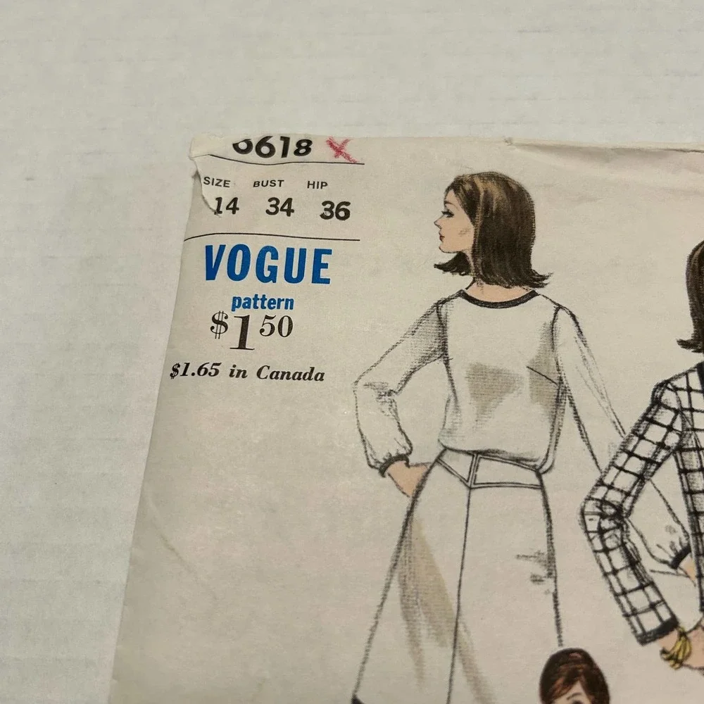 Vogue Vintage Pattern #6618 Juniors Jacket Skirt‎ Blouse Size 14